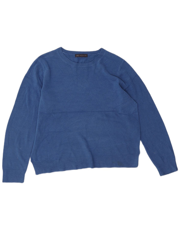 Maglione maglione con scollo a barca da donna Marks & Spencer UK 18 XL acrilico blu