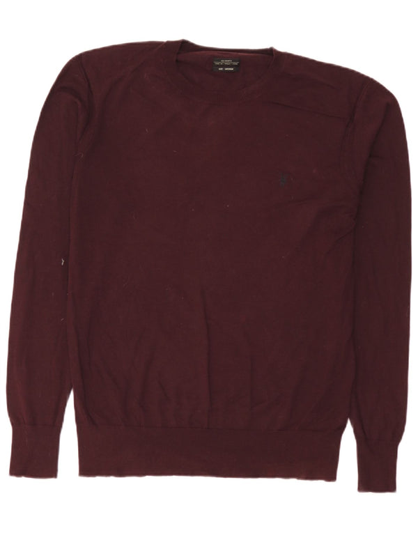 Maglione da uomo girocollo All Saints in cotone bordeaux medio