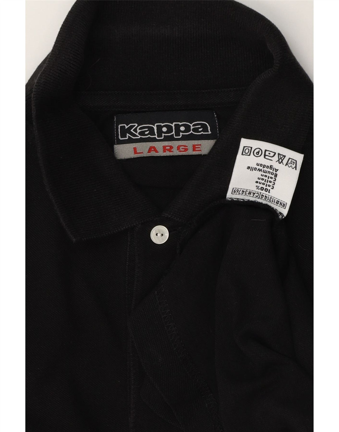 Polo Kappa Uomo Large Nera In Cotone