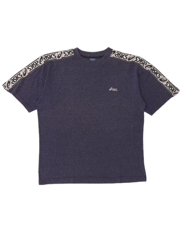 T-shirt grafica da uomo Asics, taglia grande, in cotone screziato blu navy