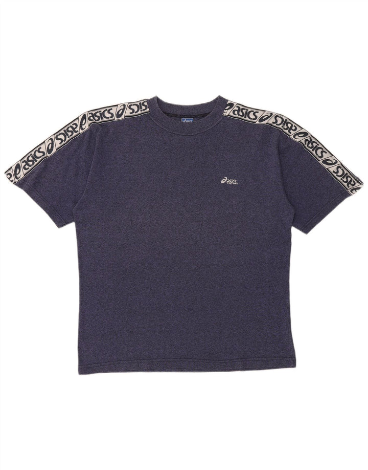 T-shirt grafica da uomo Asics, taglia grande, in cotone screziato blu navy