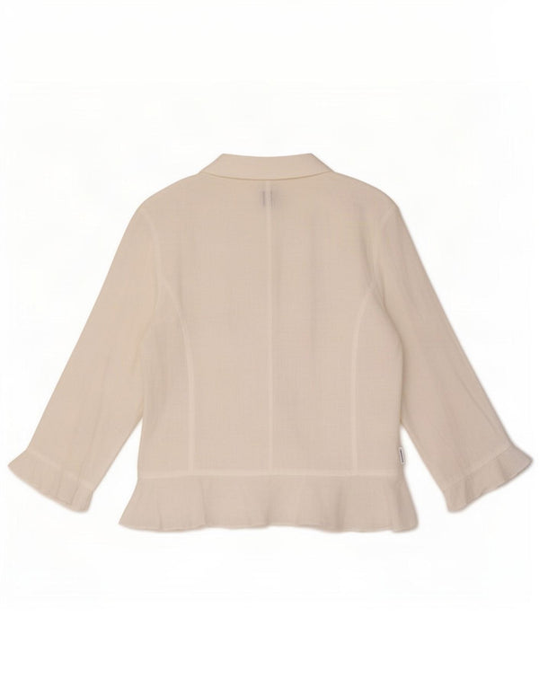 Armani Junior Camicia per ragazze con volant sul davanti 13-14 anni Lino bianco