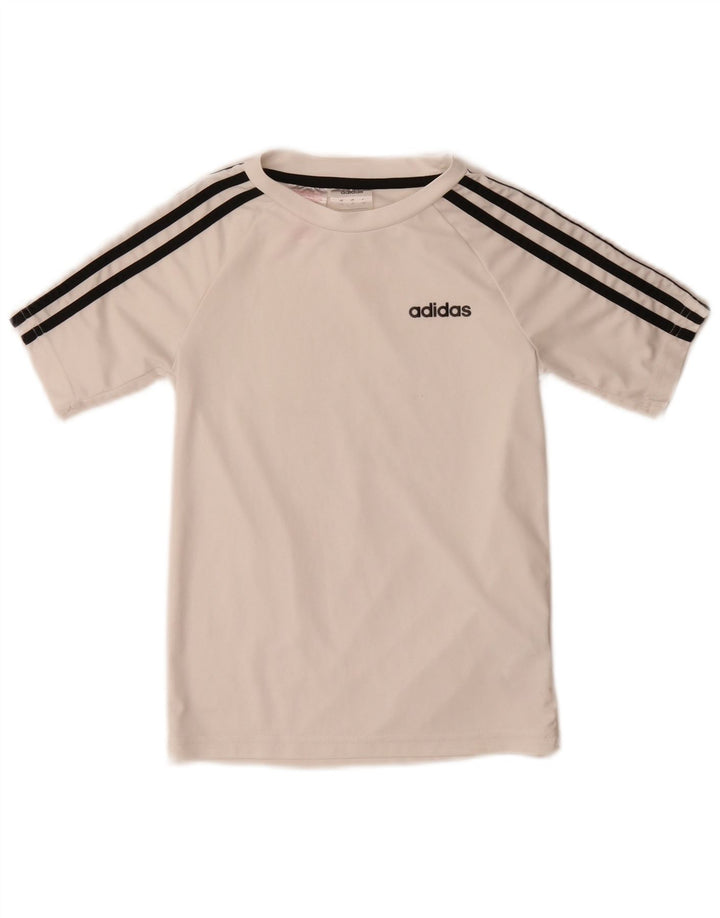 Maglietta Adidas Climalite da ragazzo, 7-8 anni, in poliestere bianco