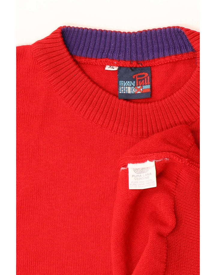 Maglione maglione girocollo da uomo Evan Pull XL lana a righe rosse
