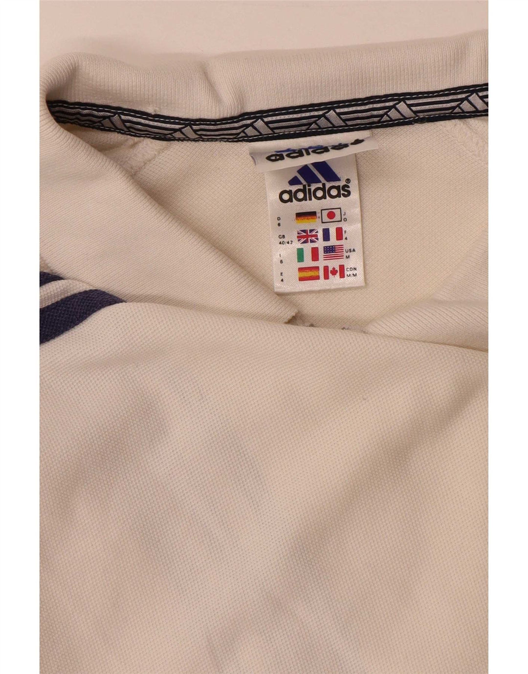 Polo Adidas da uomo UK 40/42 cotone bianco medio