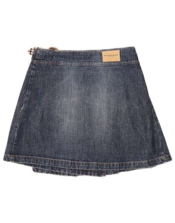 Mini gonna avvolgente in denim per ragazze Burberry 9-10 anni W22 cotone blu