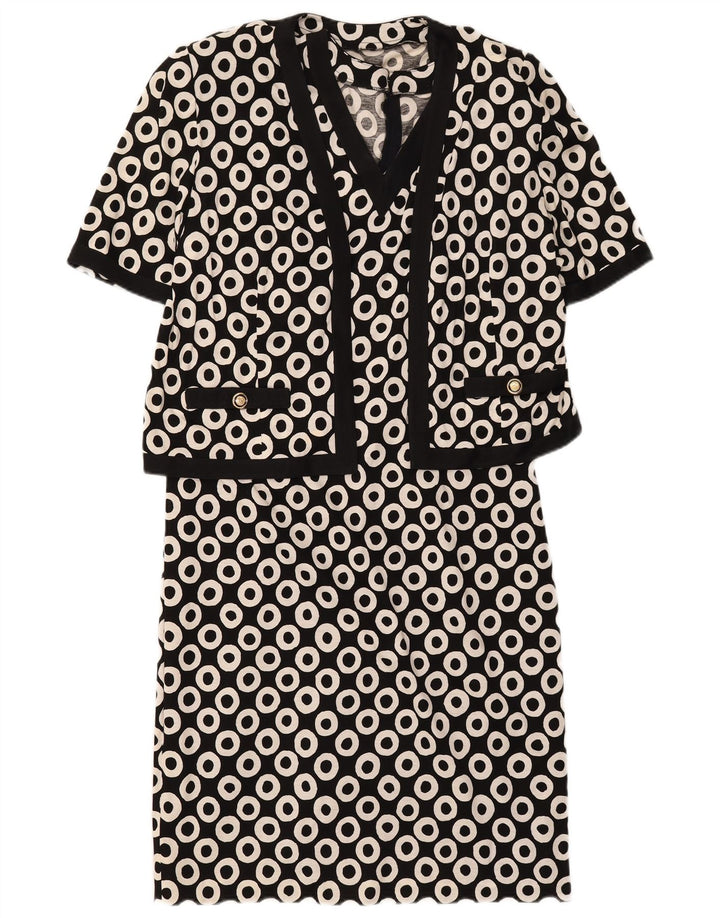 Set da 2 pezzi vintage da donna UK 16 grande nero geometrico