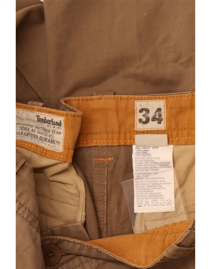 Pantaloni cargo dritti da uomo TIMBERLAND W34 L32 in cotone beige