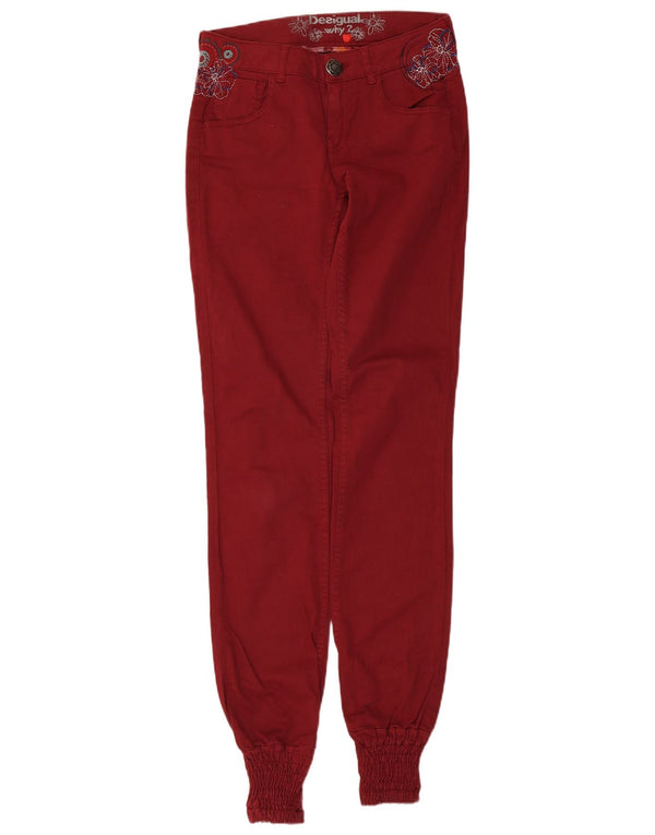 Desigual Donna Graphic Joggers Pantaloni Casual W28 L34 Rosso Floreale
