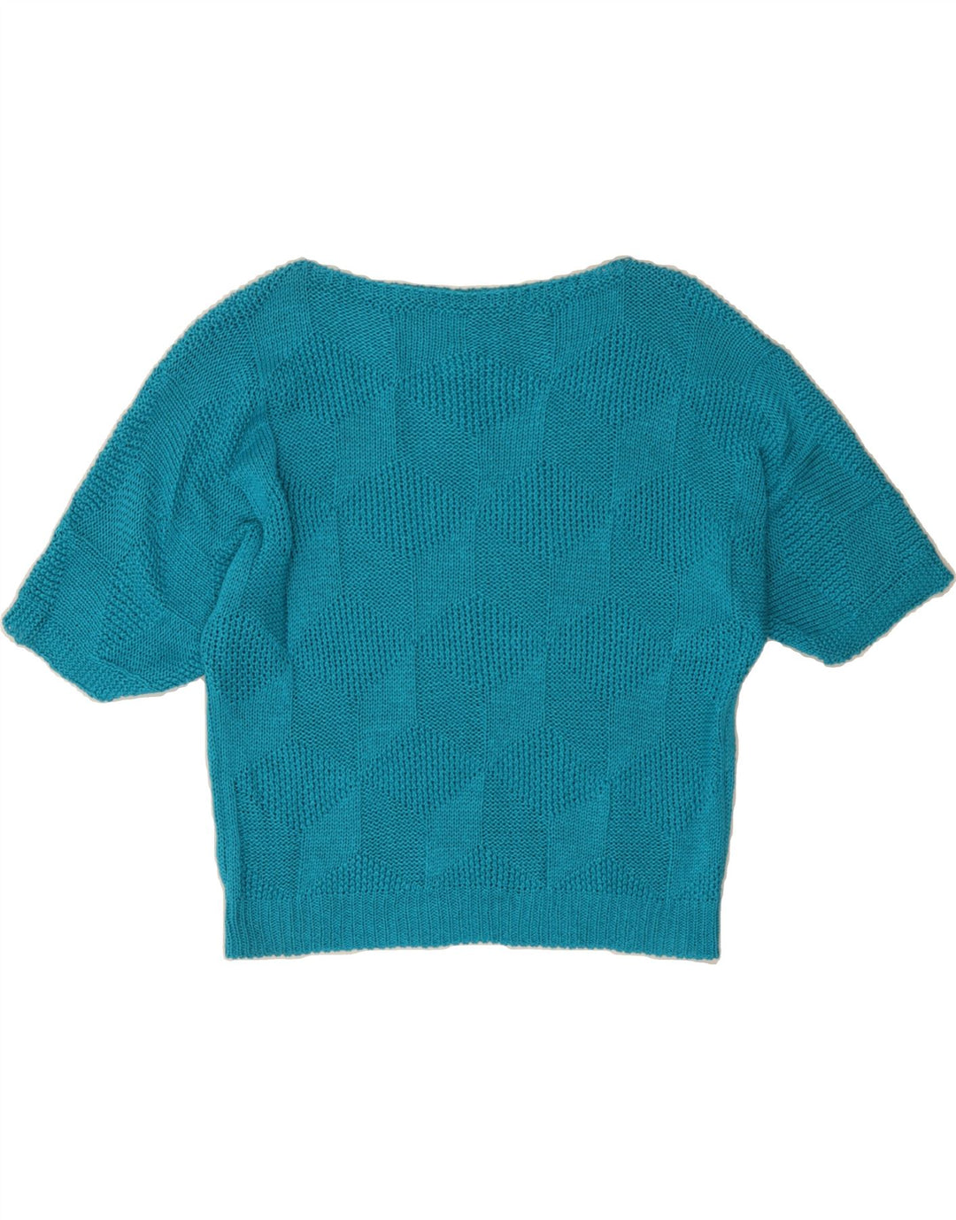 VINTAGE Womens Boat Neck Jumper Sweater UK 14 Medium Blue Geometric Vintage Vintage and Second-Hand Vintage from Messina Hembry 