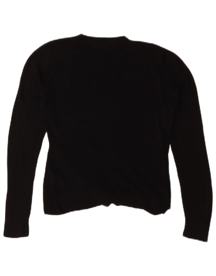 Topshop Top da donna corto oversize a maniche lunghe UK 10 piccolo in viscosa nera