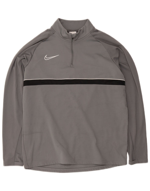 Nike Dri Fit Zip Neck Pullover Tuta da Uomo Top Large Grigio Colorblock