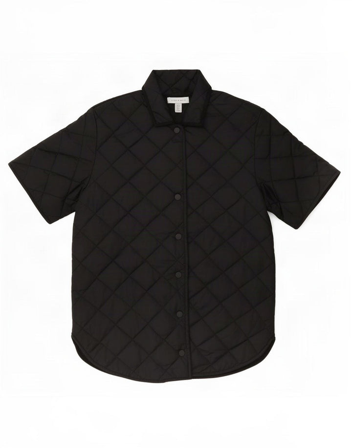 Giacca trapuntata a maniche corte da donna Topshop UK 10 piccola in poliestere nero