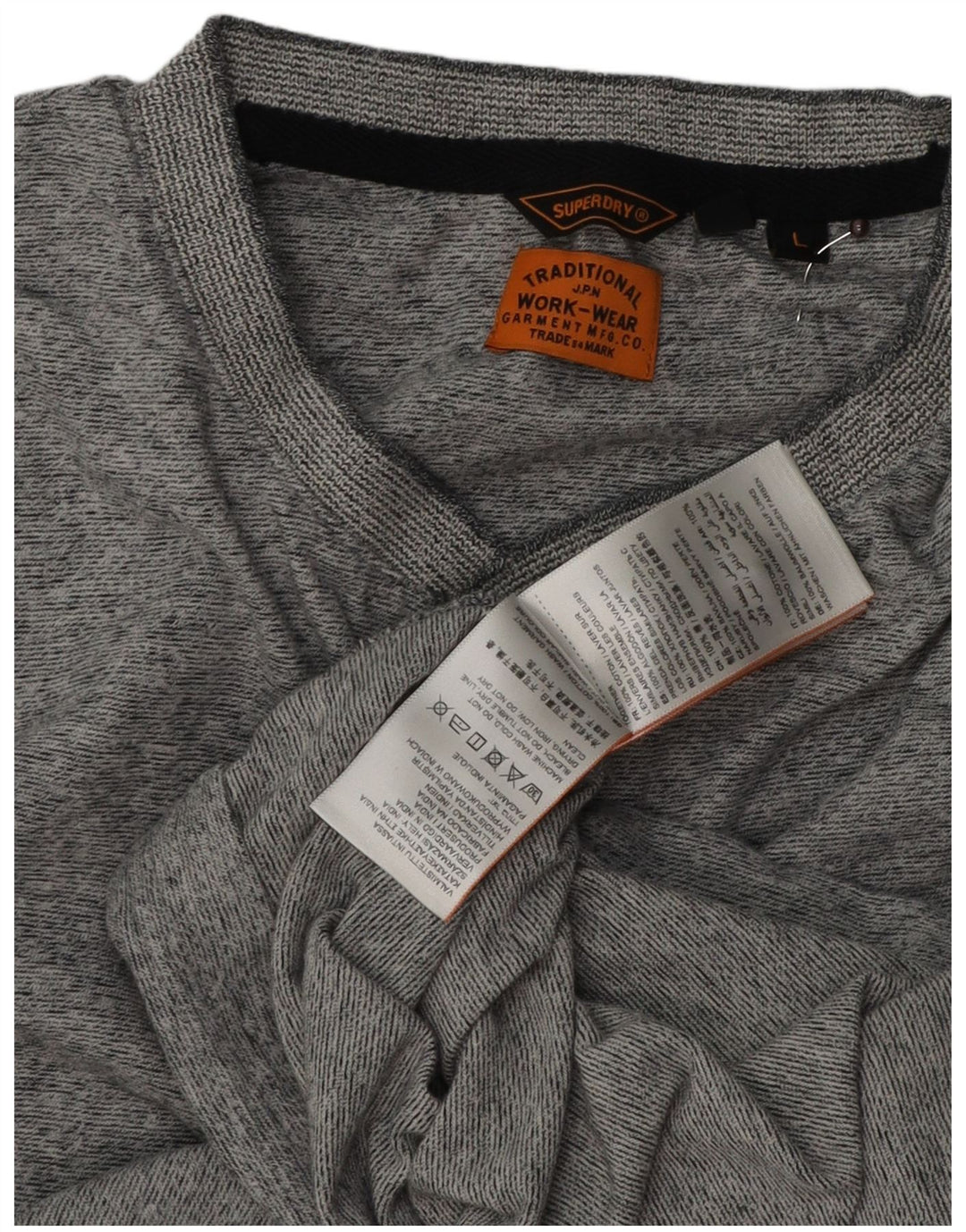 T-shirt da uomo SUPERDRY Top grande in cotone chiazzato grigio
