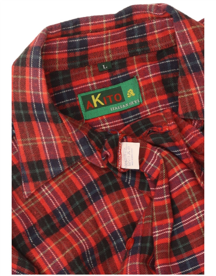 Camicia in flanella da donna Akito UK 16 Cotone a quadri rossi grandi