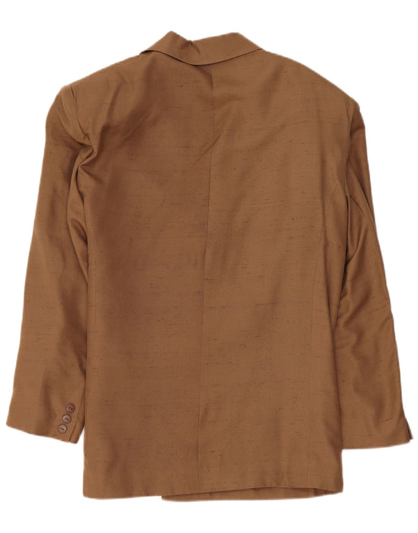 Giacca blazer da donna a 1 bottone Jaeger UK 16 Grande seta screziata beige