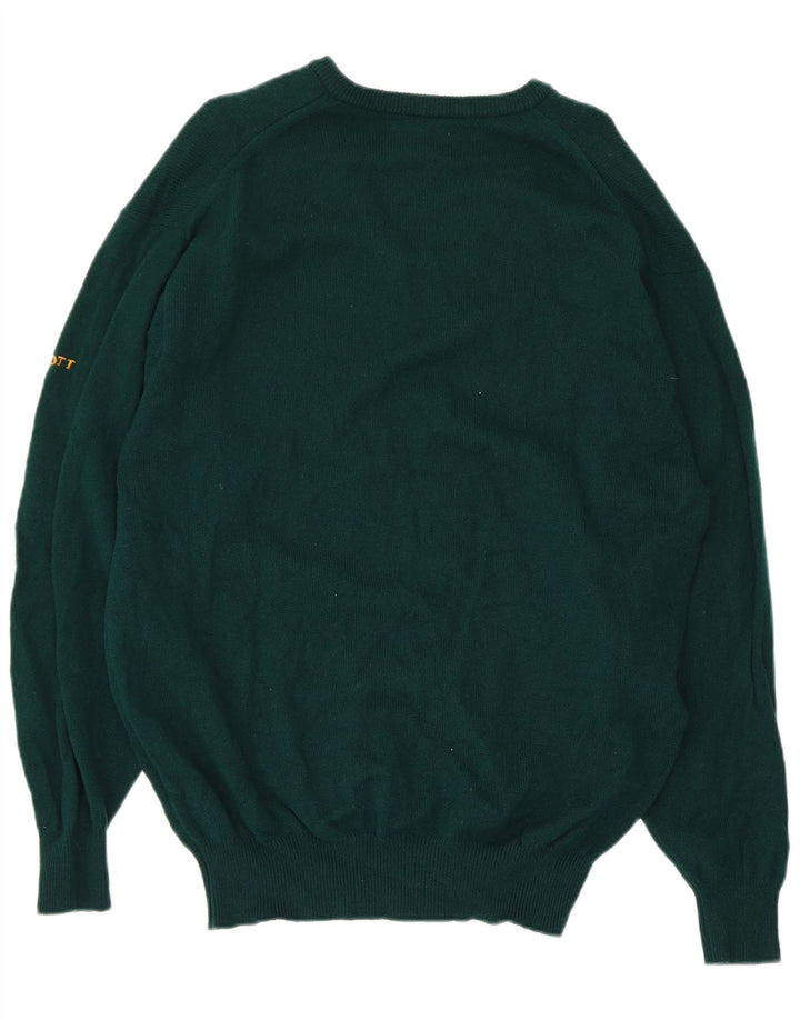 Lyle & Scott Maglione da uomo con scollo a V in lana vergine verde medio