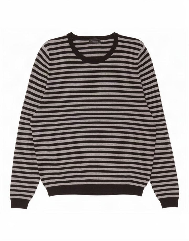 Top Zara da uomo a maniche lunghe XL in viscosa a righe grigie