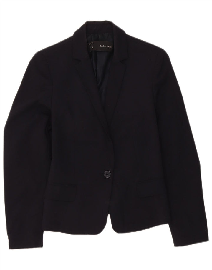 Giacca blazer da donna a 1 bottone Zara UK 12 poliestere blu navy medio