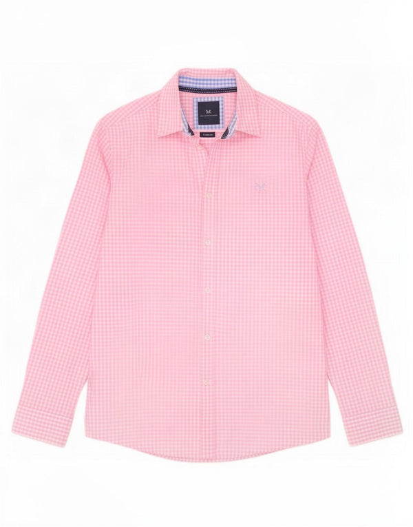 Crew Clothing Camicia da uomo dal taglio classico in cotone a quadretti rosa medio