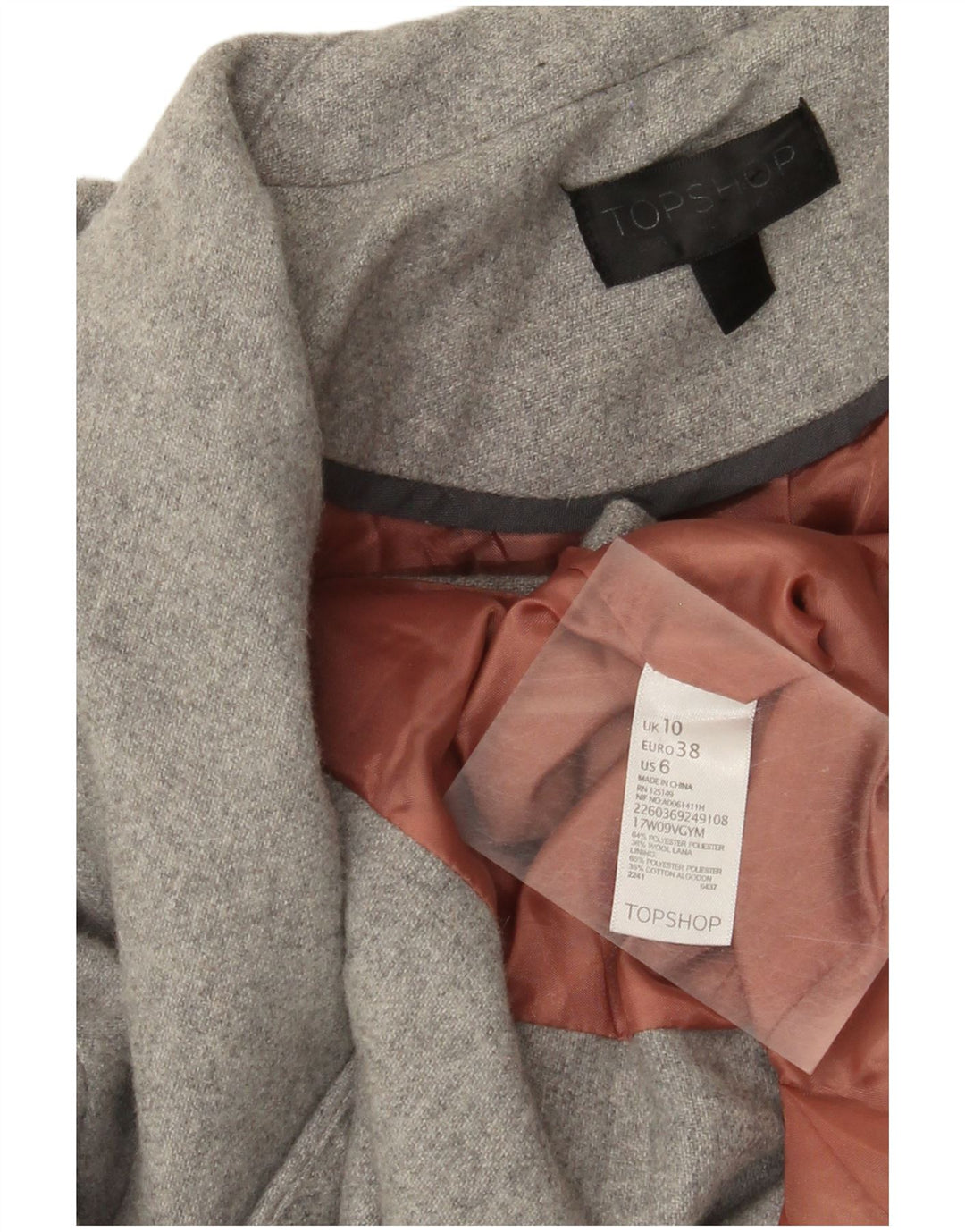 Giacca blazer da donna Topshop UK 10 piccola poliestere grigio