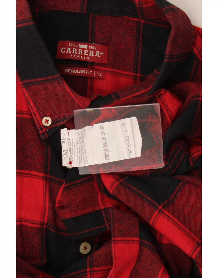Camicia Carrera da uomo vestibilità regolare in flanella XL cotone a quadretti rosso