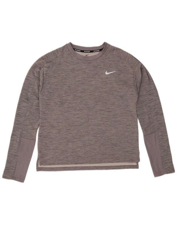 Maglia Nike Dri Fit da uomo a maniche lunghe grigio medio chiazzato