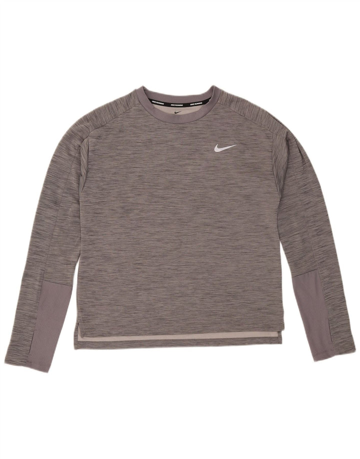 Maglia Nike Dri Fit da uomo a maniche lunghe grigio medio chiazzato