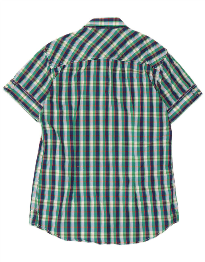 Camicia militare da uomo a maniche corte slim fit Carrera grande motivo a quadri multicolore