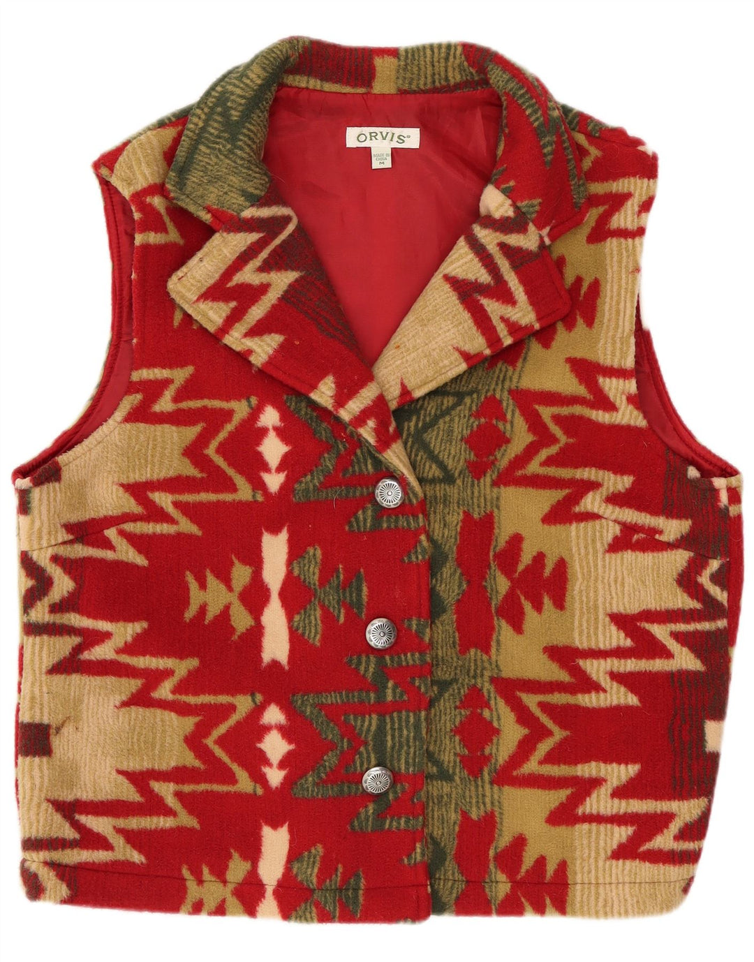 Gilet da donna Orvis UK 14 medio rosso geometrico