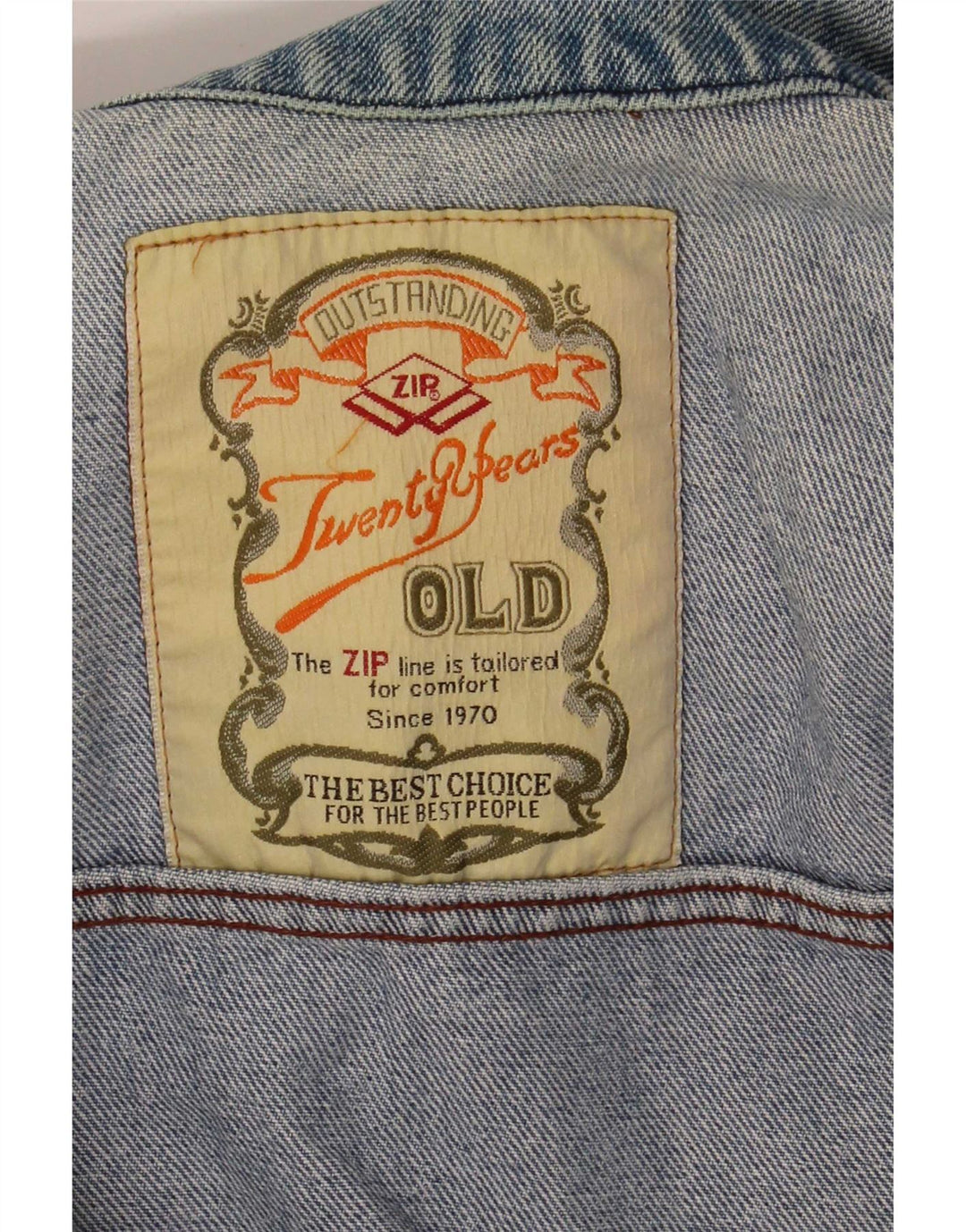 Giacca di jeans vintage da uomo UK 14 blu medio floreale
