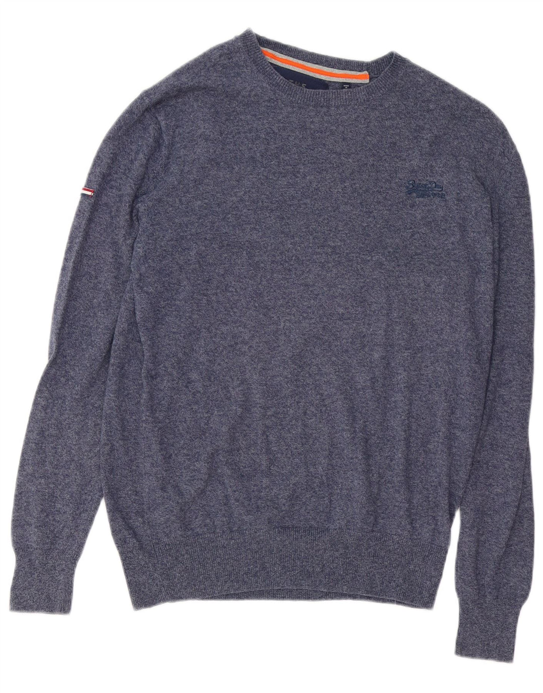 Maglione da uomo girocollo SUPERDRY in cotone screziato blu navy medio