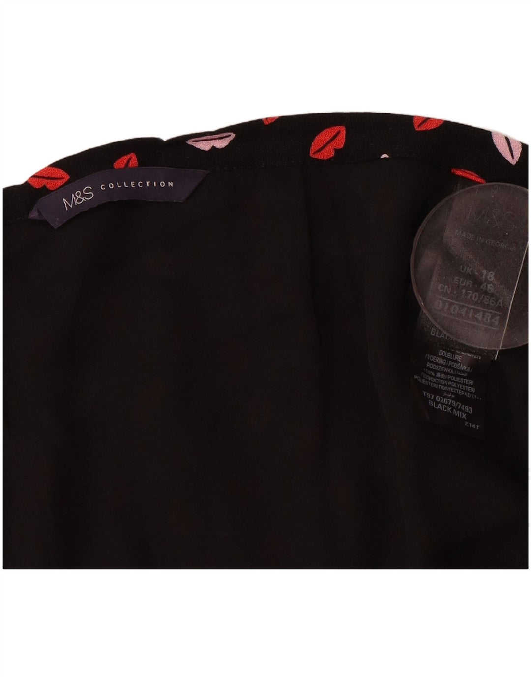 MARKS & SPENCER Womens Abstract Pattern Mini Skirt UK 18 XL W36 Black