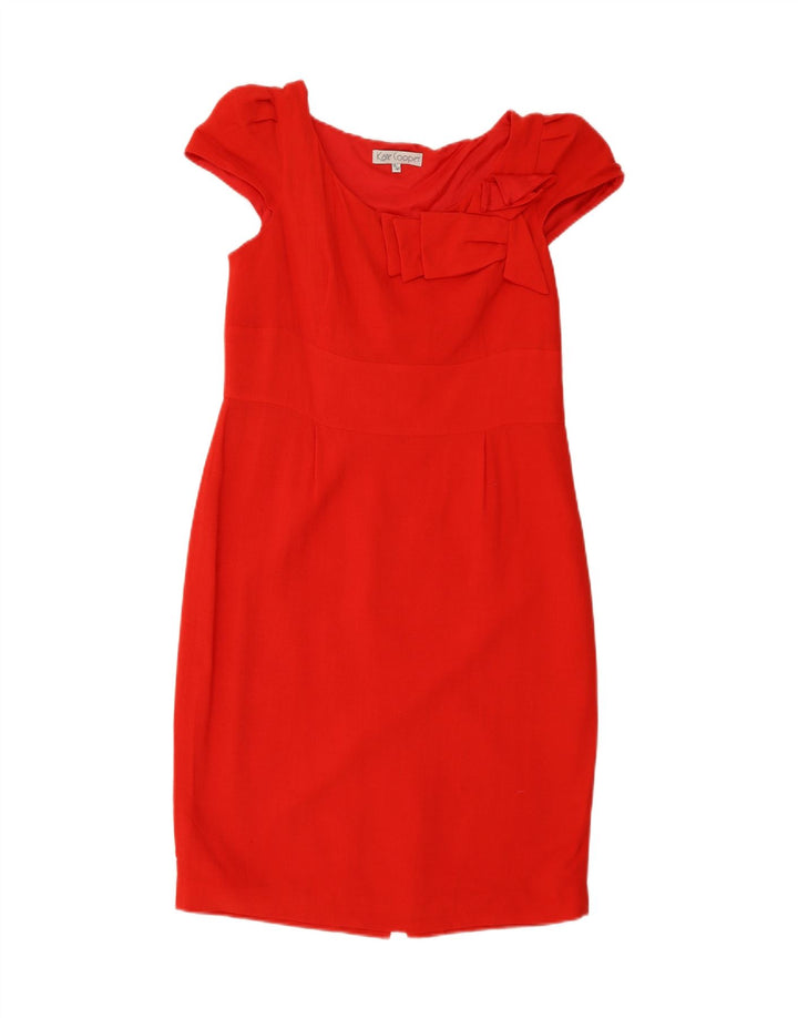 VINTAGE Womens Sheath Dress UK 14 Medium Red Rayon Vintage Vintage and Second-Hand Vintage from Messina Hembry 