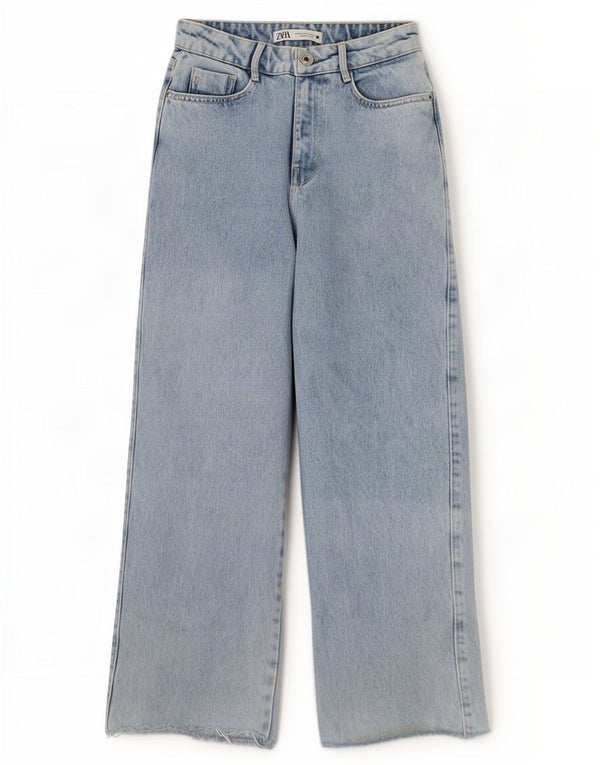 Jeans Zara da donna a gamba larga a vita alta EU 34 2XS W24 L26 cotone blu