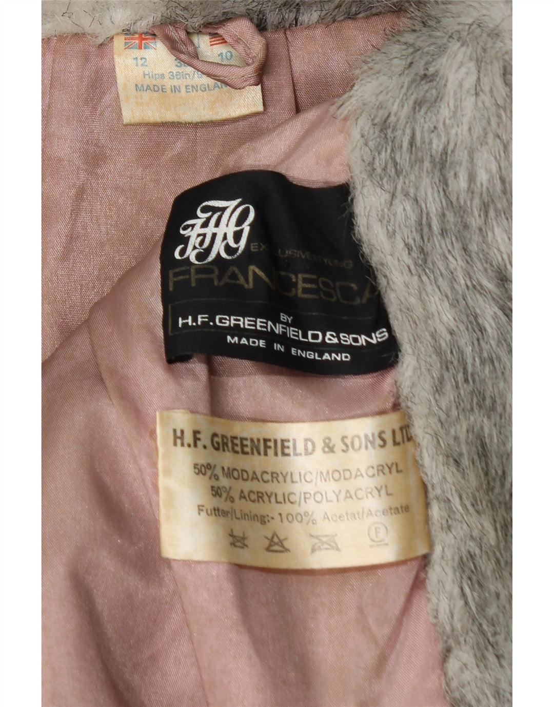 Giacca da donna in pelliccia sintetica Francesca UK 12 Modacrile con stampa animalier grigio medio