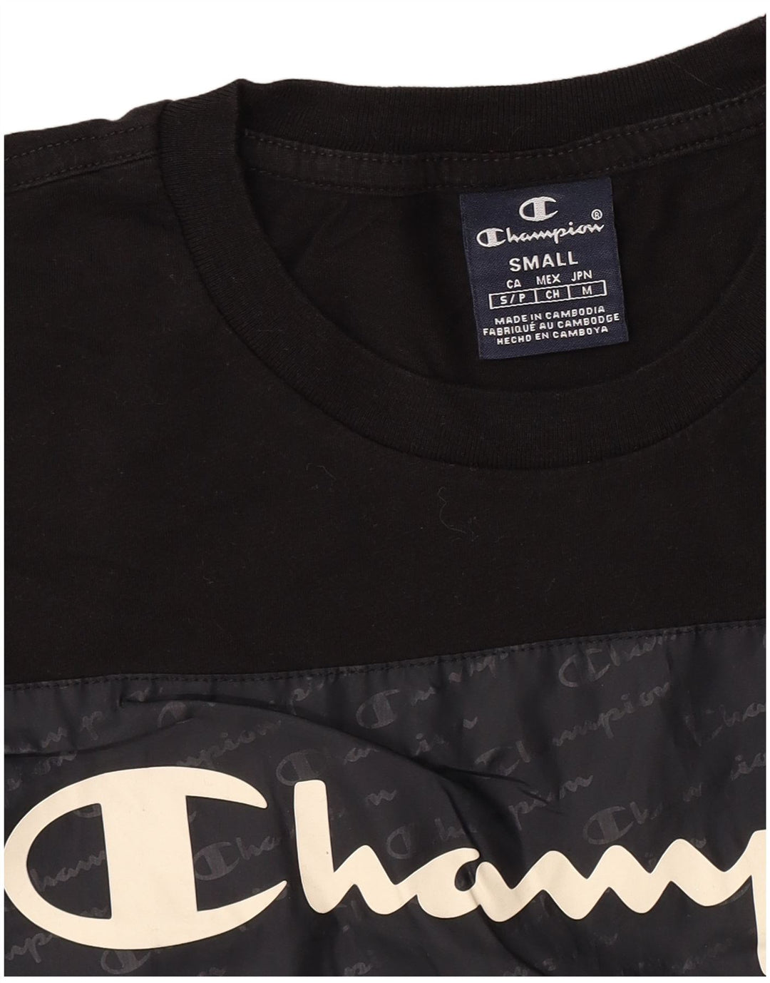 T-shirt grafica da uomo Champion Top Small Black Colourblock