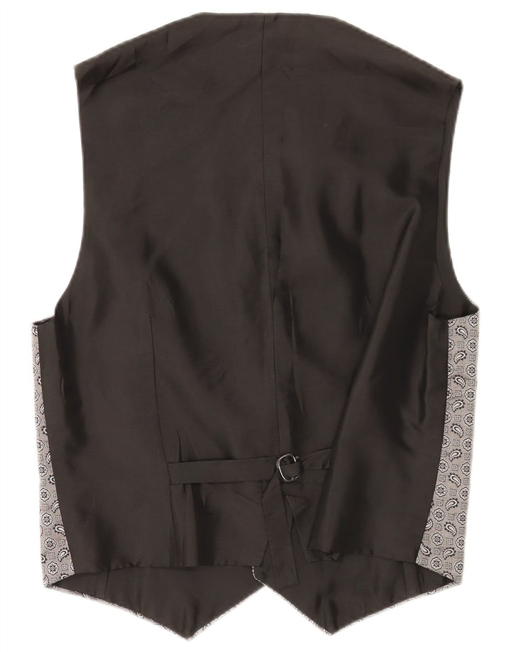 Gilet vintage da uomo piccolo in seta cachemire grigia