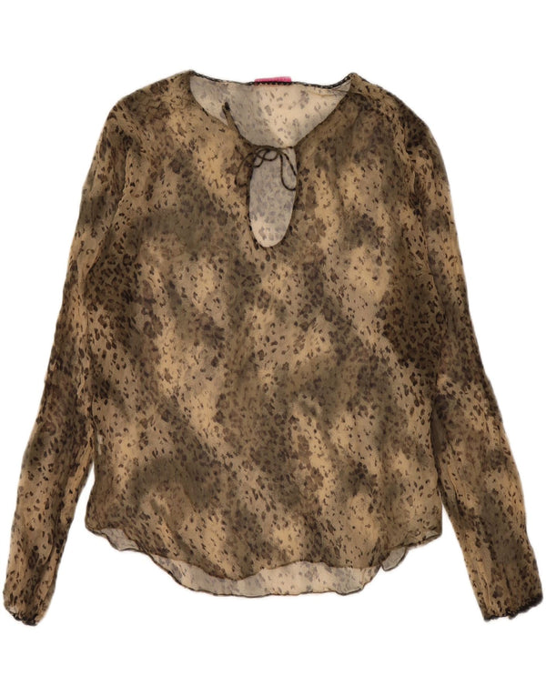 Mariella Burani Womens Loose Fit Blouse Top UK 10 Small Beige Animal Print