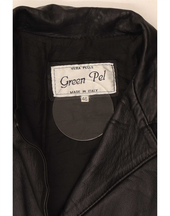 Cappotto in pelle vintage da donna IT 46 grande nero