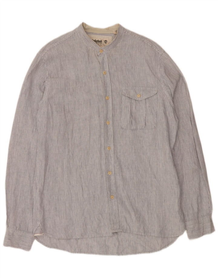 TIMBERLAND Camicia da uomo vestibilità regolare grande lino gessato blu