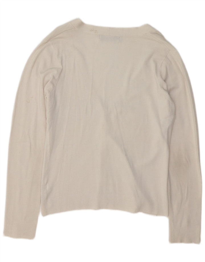 Maglione cardigan da donna Zara UK 16 grande rayon bianco