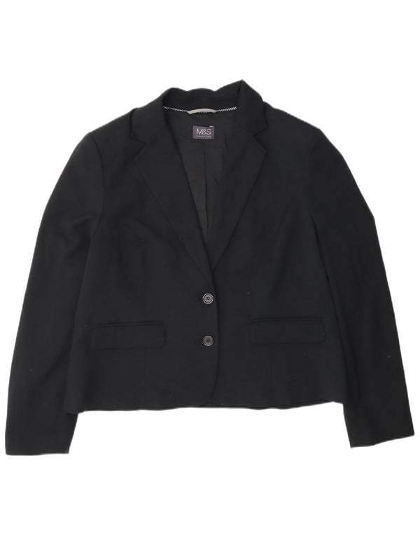 Giacca blazer a 2 bottoni corta Marks & Spencer da donna UK 16 grande nera