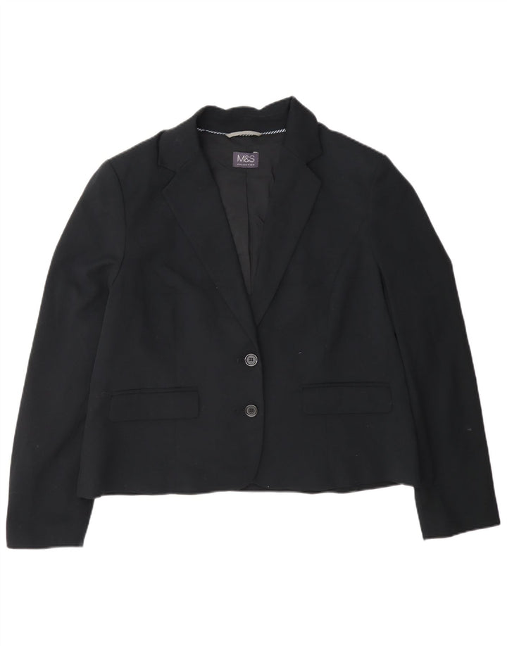 Giacca blazer a 2 bottoni corta Marks & Spencer da donna UK 16 grande nera