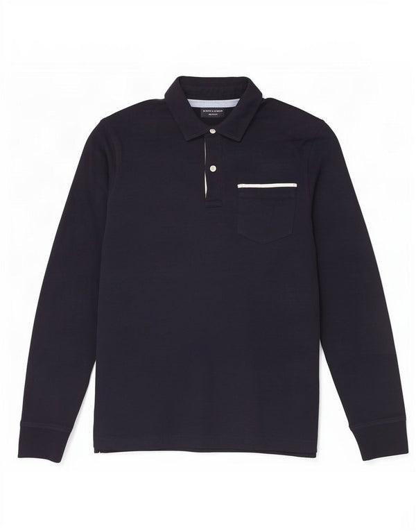 Polo da uomo a maniche lunghe su misura Tommy Hilfiger Small Blu Navy