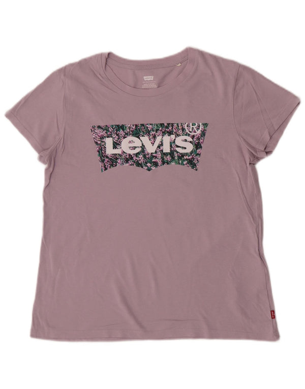 T-shirt grafica da donna Levi's Top UK 14 cotone viola medio