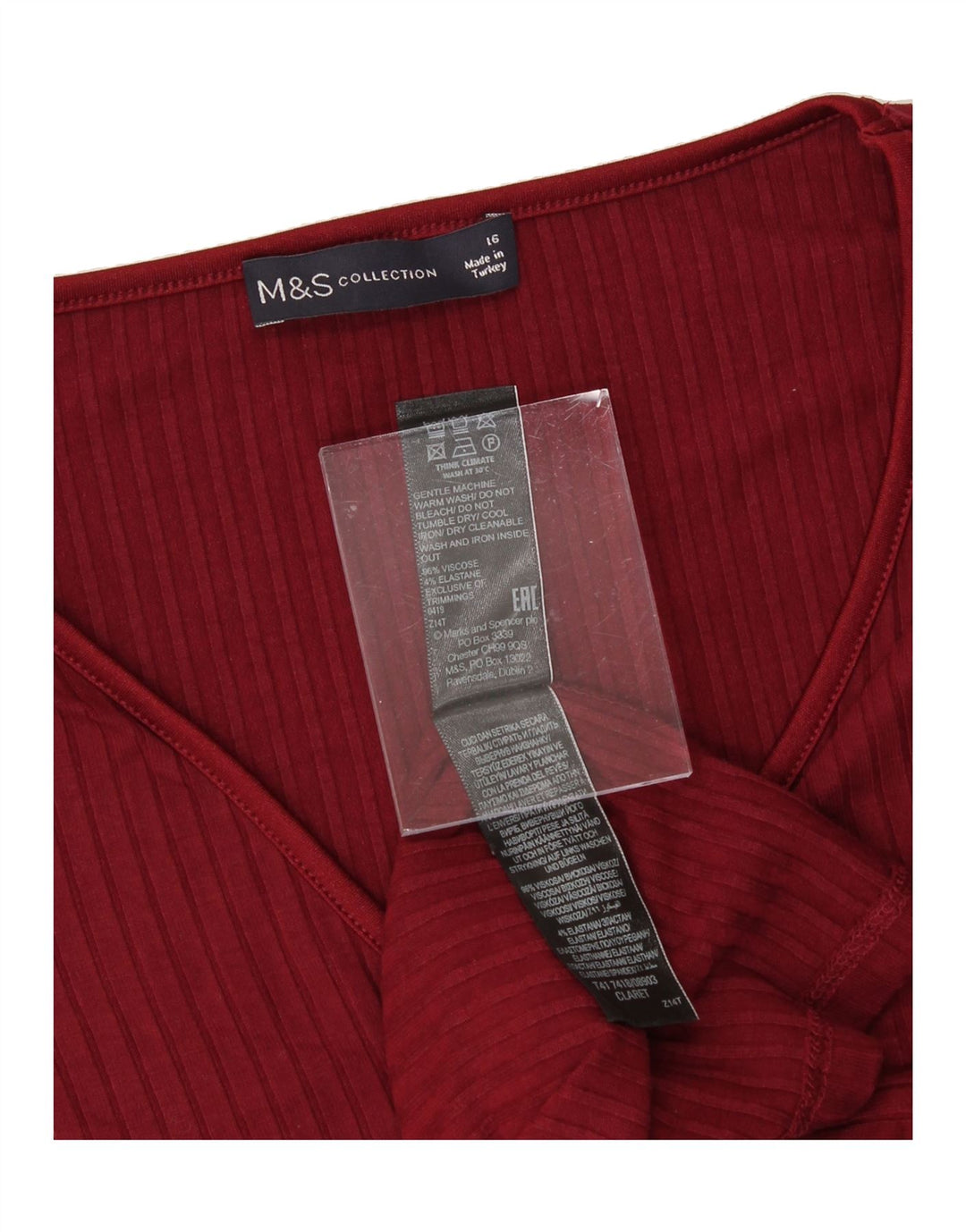 MARKS & SPENCER Womens Top Long Sleeve UK 16 Large Red Viscose Vintage Marks & Spencer and Second-Hand Marks & Spencer from Messina Hembry 