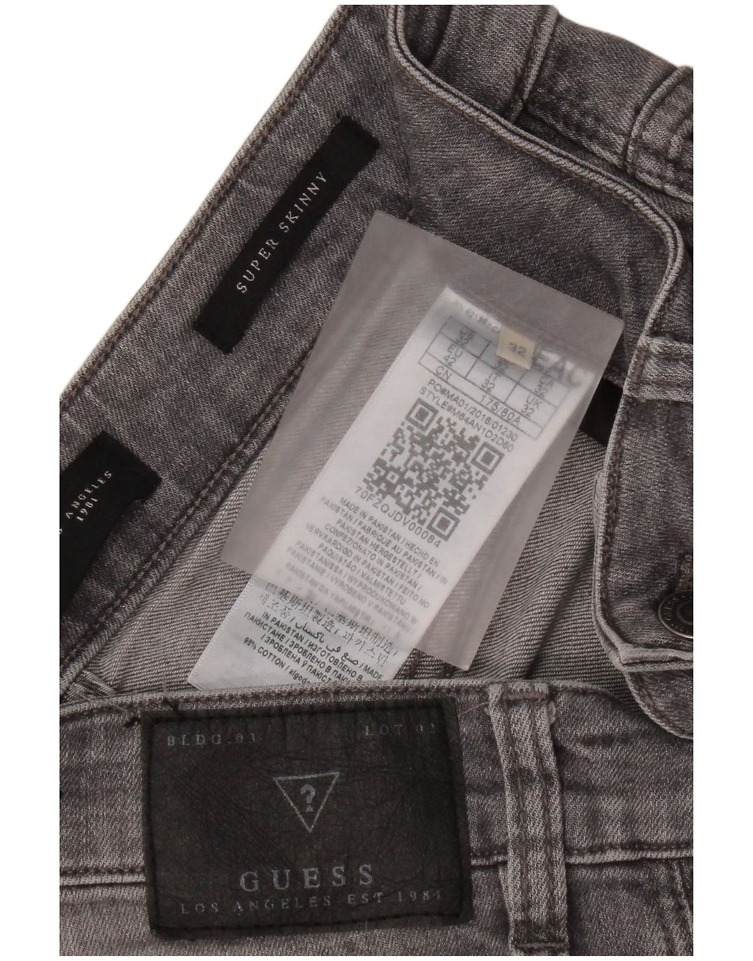 Jeans super skinny da donna Guess W32 L32 cotone grigio