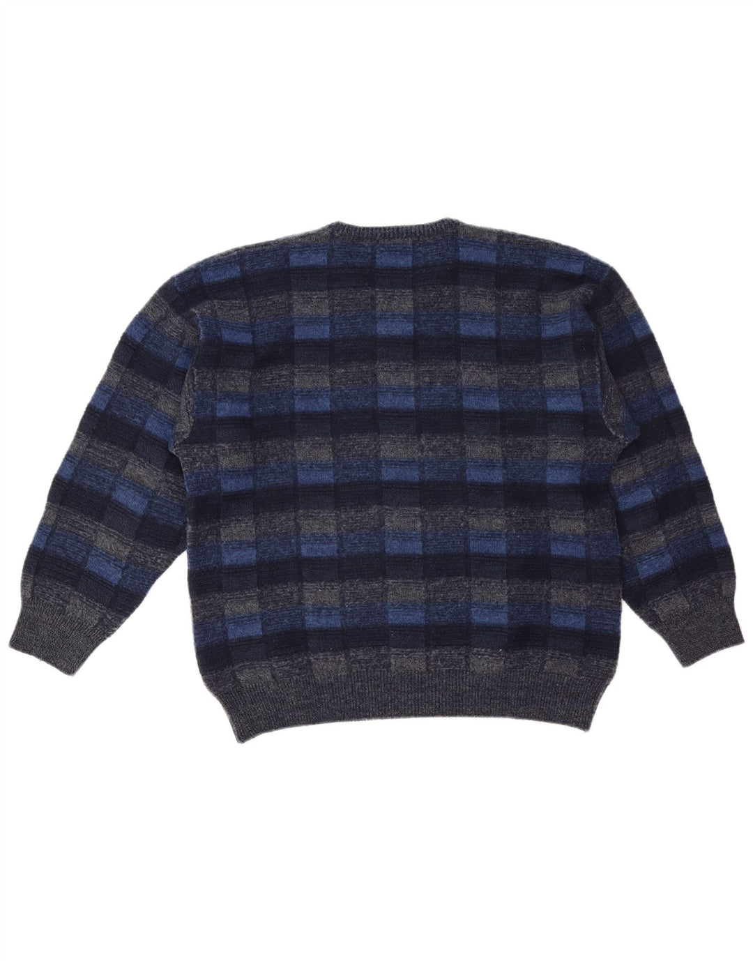 FAIRBANKS Maglione da uomo con scollo a V IT 56 XL Lana vergine a quadri blu navy