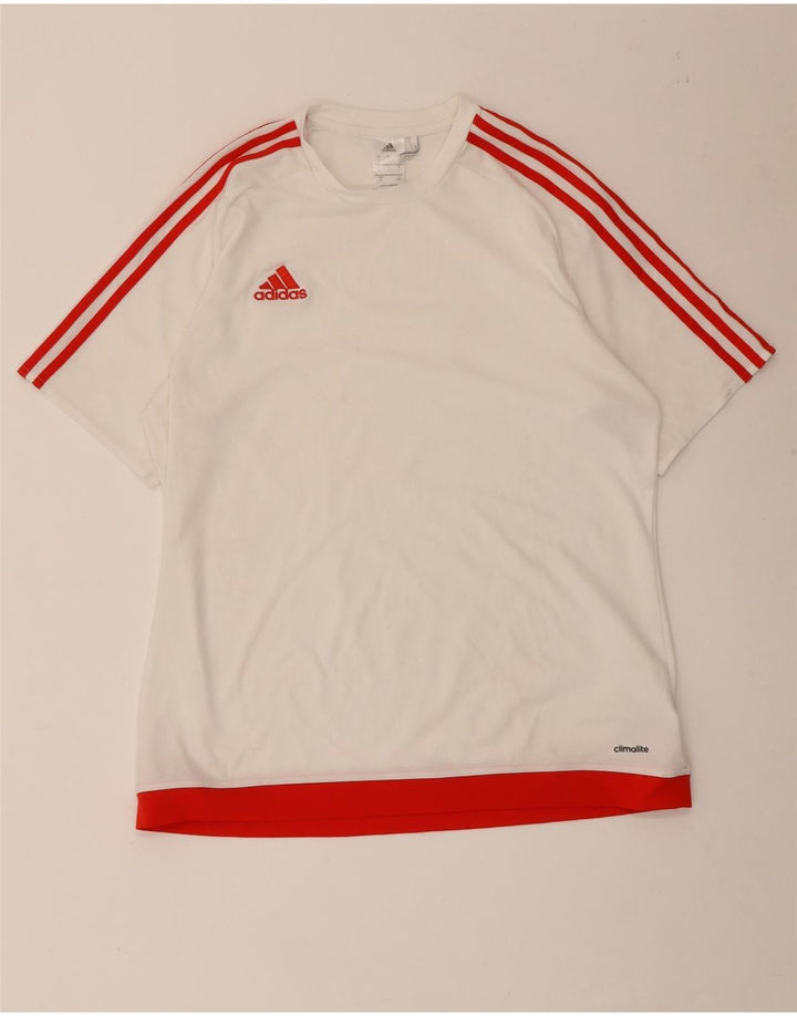 T-shirt Adidas Climalite da uomo, grande, in poliestere color block bianco